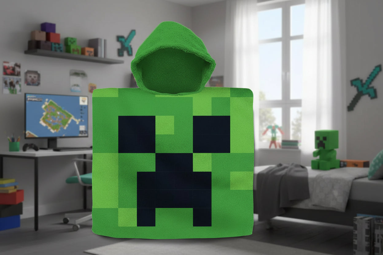 (Précommande) Poncho serviette de plage Minecraft vert