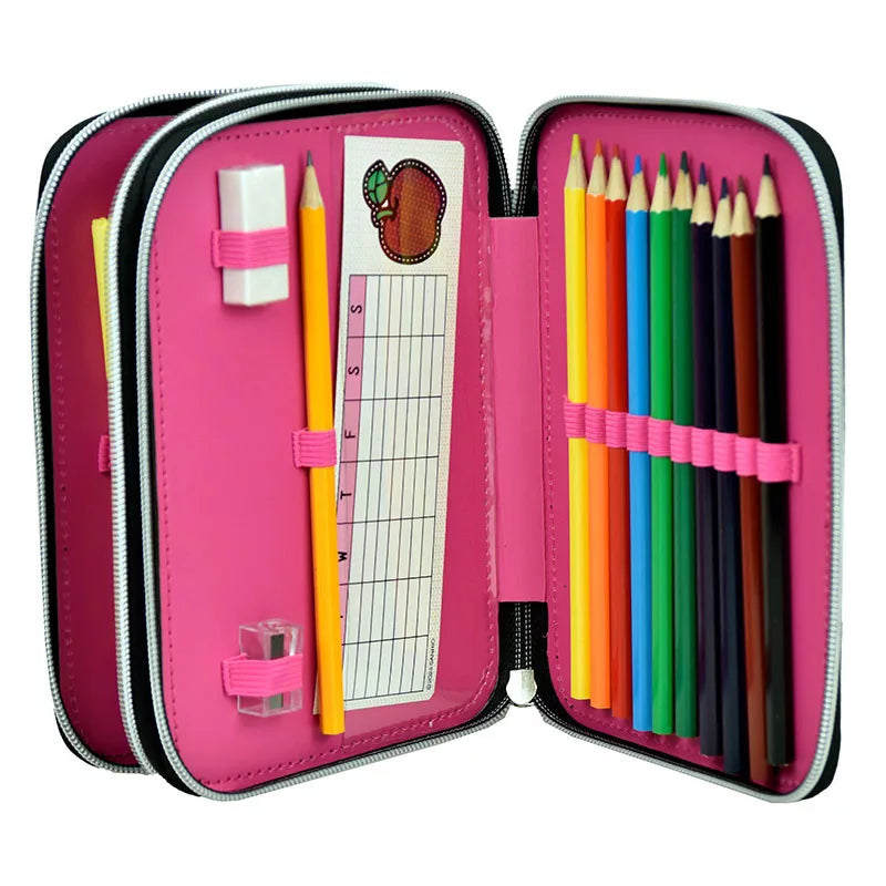 Trousse à crayons 2 niveaux remplie Hello Kitty