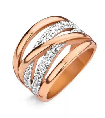 Bague Victoria couleur or rose avec pierre blanche