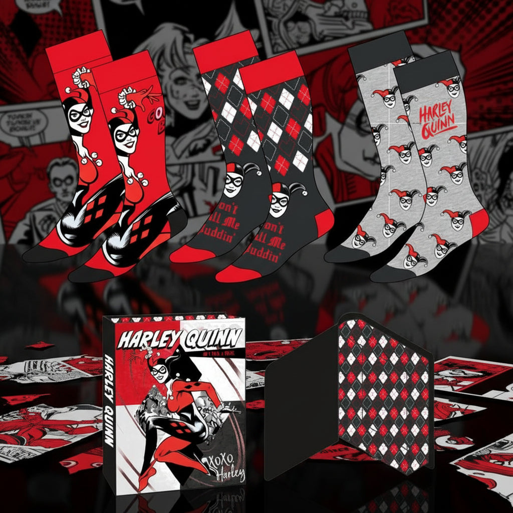 (Précommande) Lot de 3 chaussettes adultes Harley Quinn DC Comics