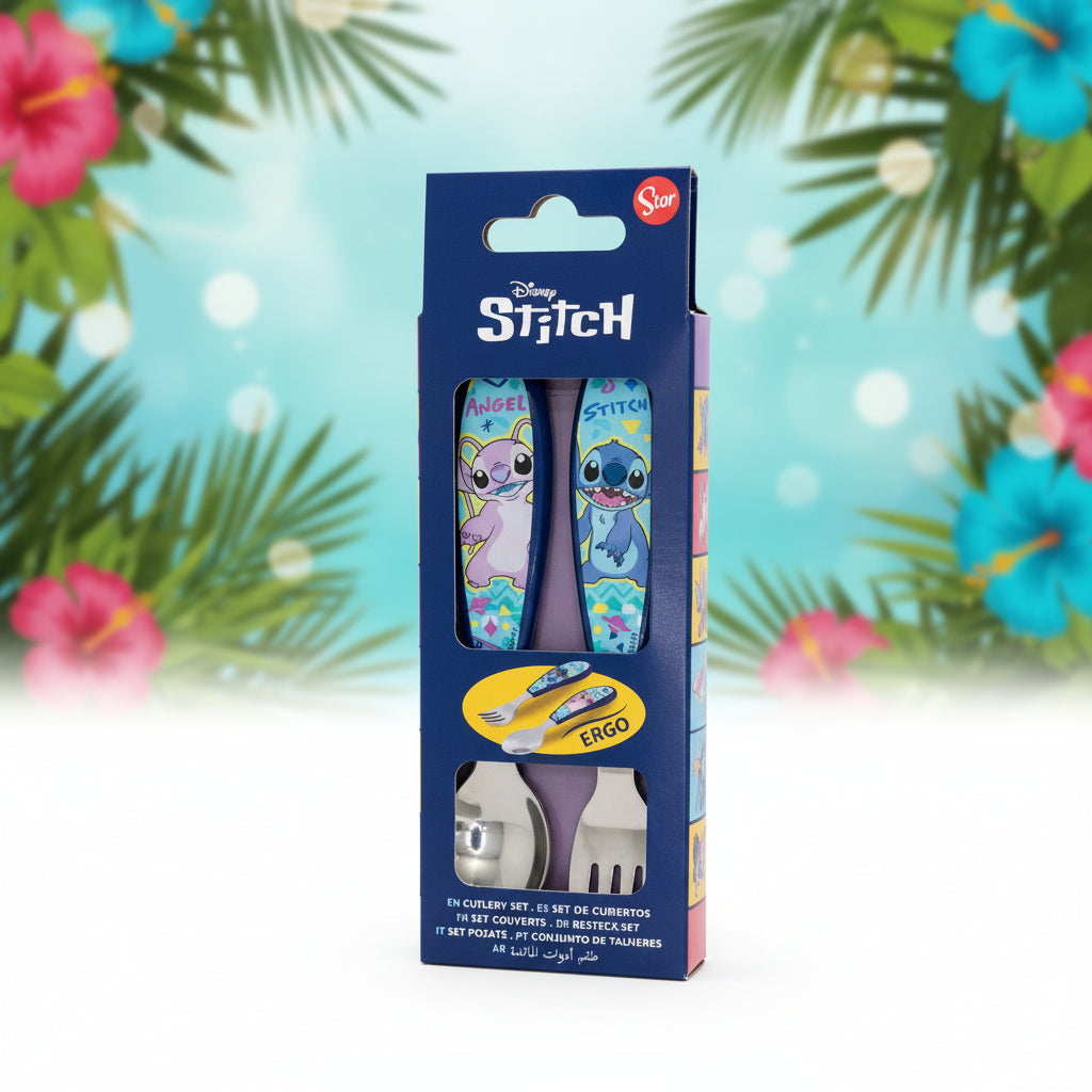 (Précommande) Ensemble de couverts ergonomiques en métal Stitch - 2 pièces