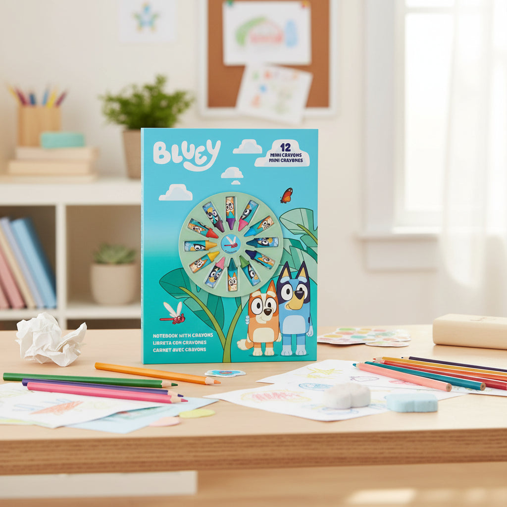 (Précommande) Ensemble carnet Bluey + mini crayons