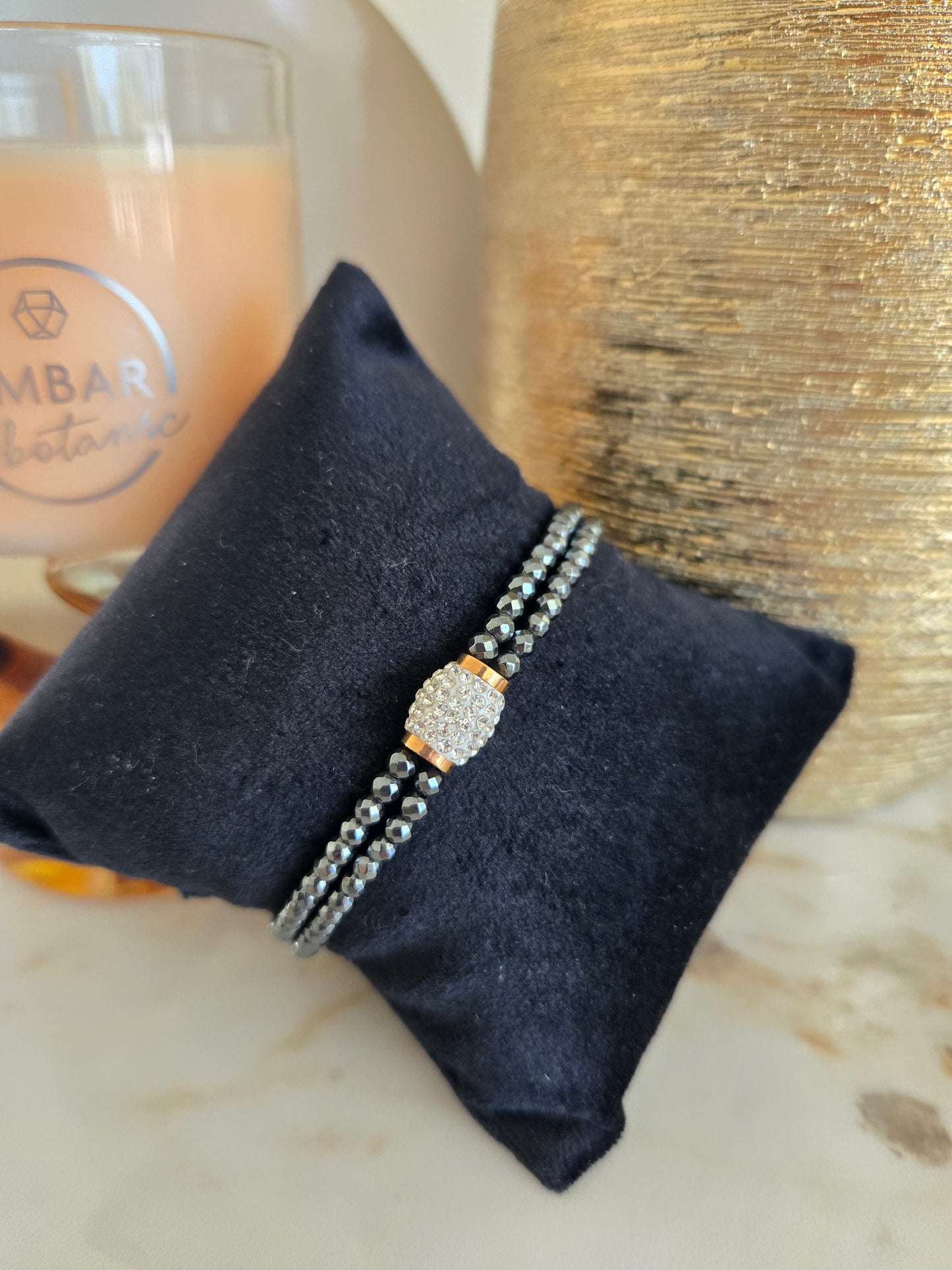 Bracelet en perles noires White Stone
