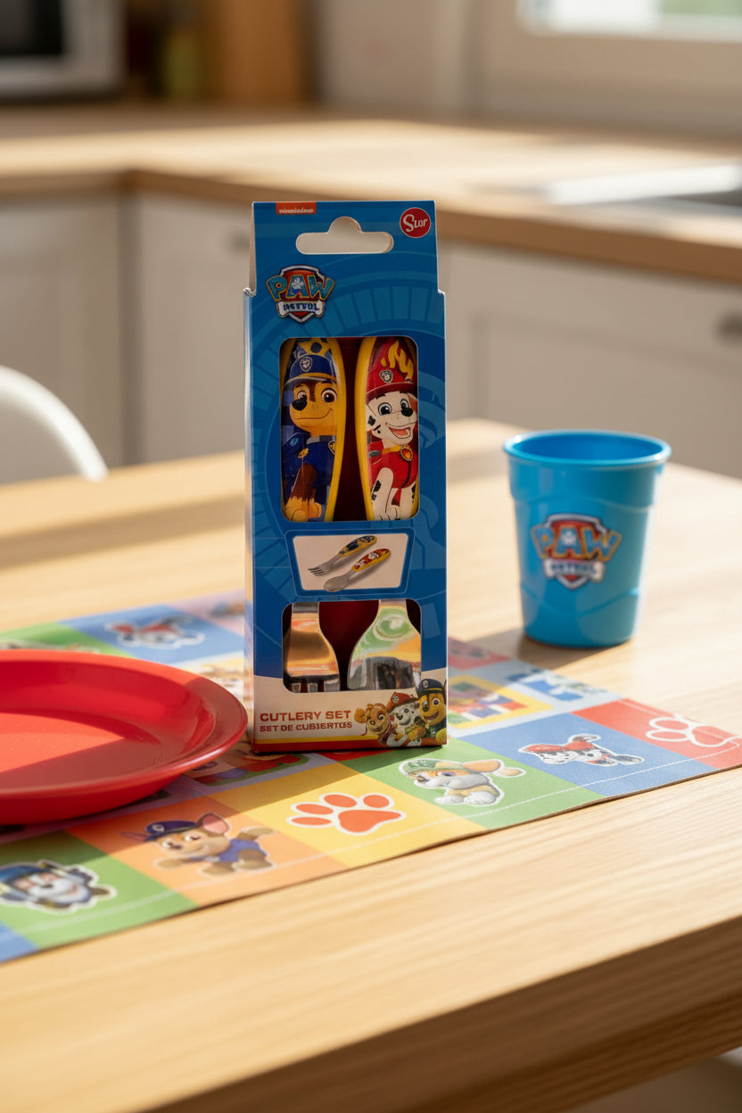 (Précommande) Ensemble de couverts ergonomiques en métal Pat Patrouille - 2 pièces