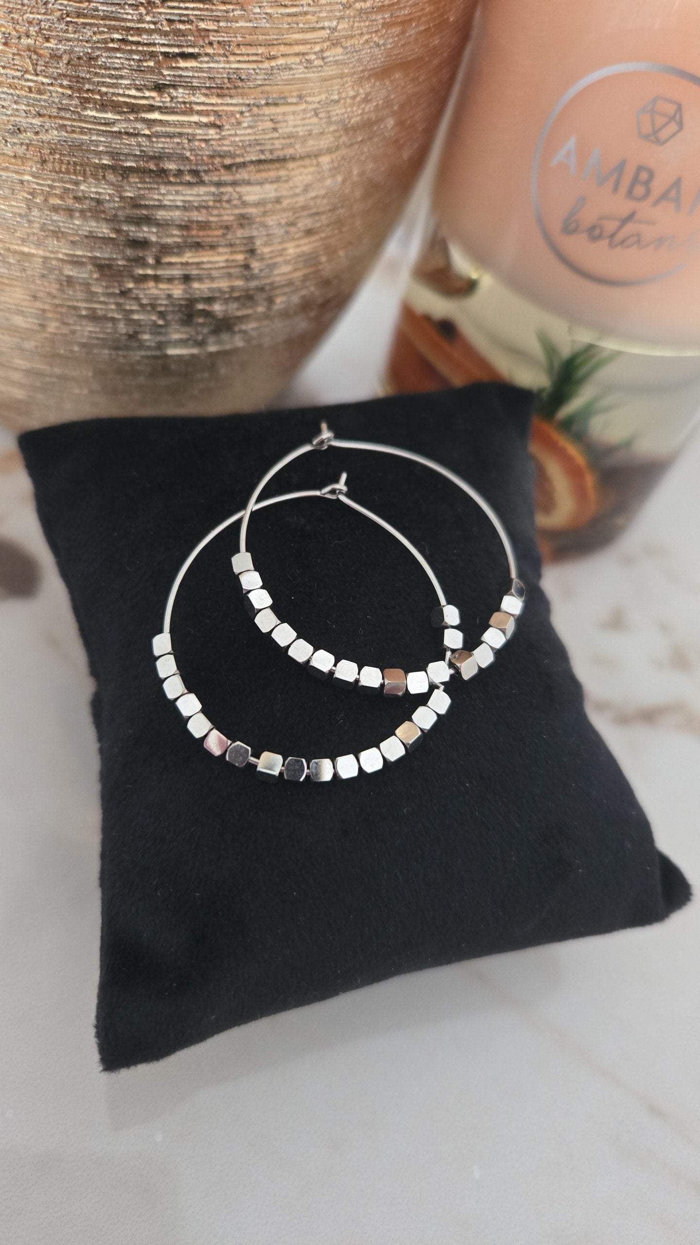 Boucles d'oreilles à carreaux Victoria Silver