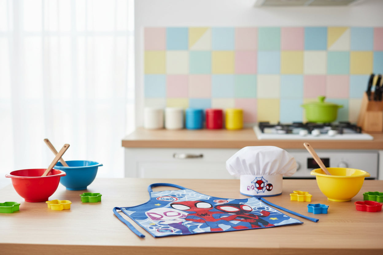 (Précommande)Tablier pour enfant avec toque Spiderman