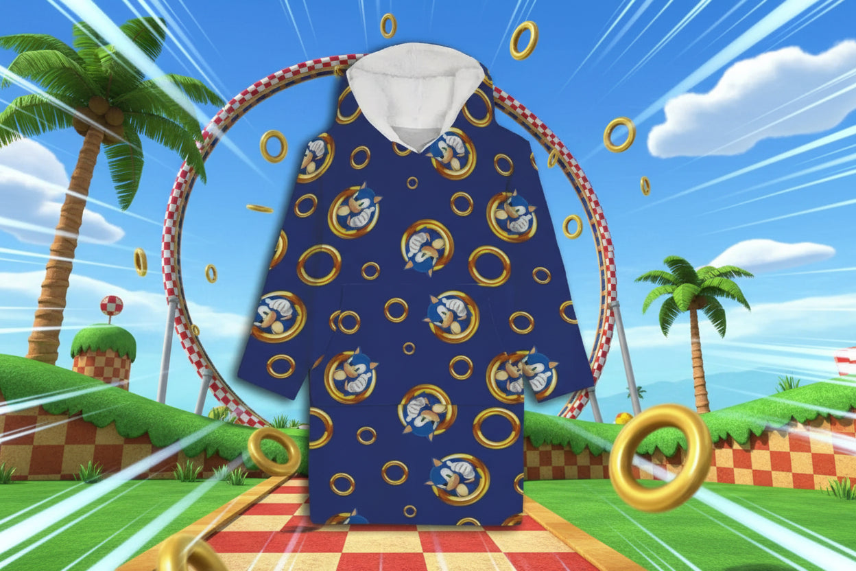 (Précommande) Couverture polaire en peluche pour adulte, poncho Sonic