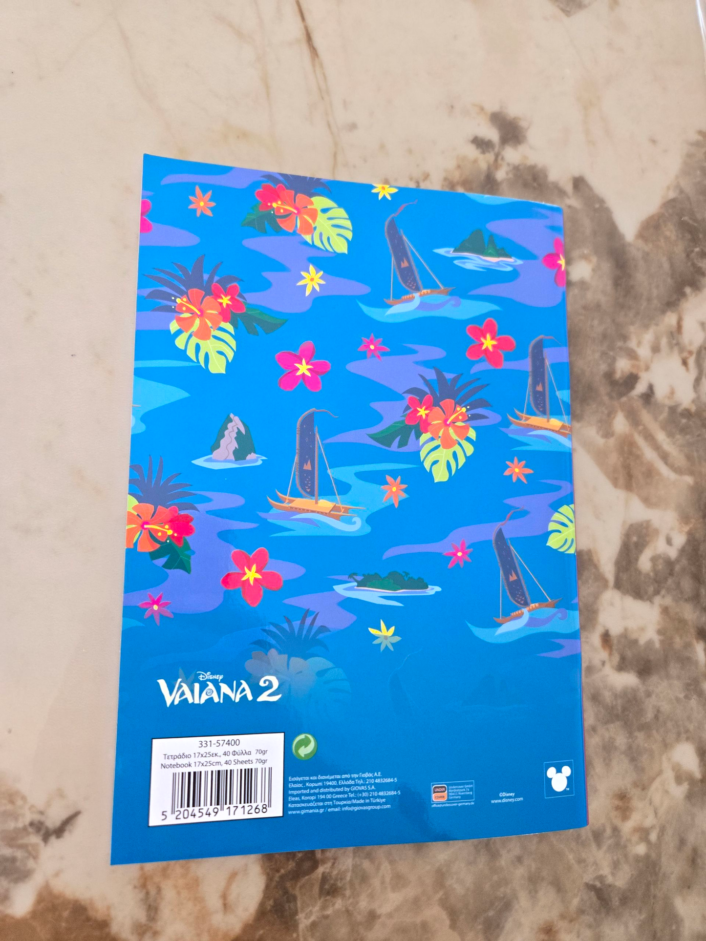 Cahier ligné 40 pages B/5 - Vaïana