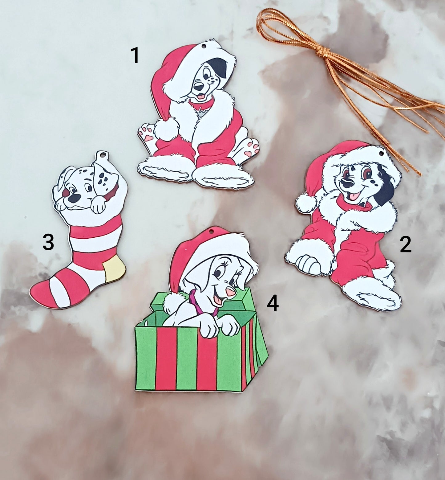 Ornements en bois suspension décoration de Noël Dalmatiens