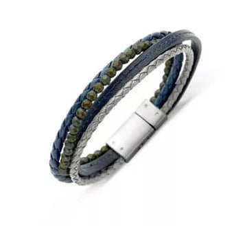 Bracelet en cuir bleu pour homme