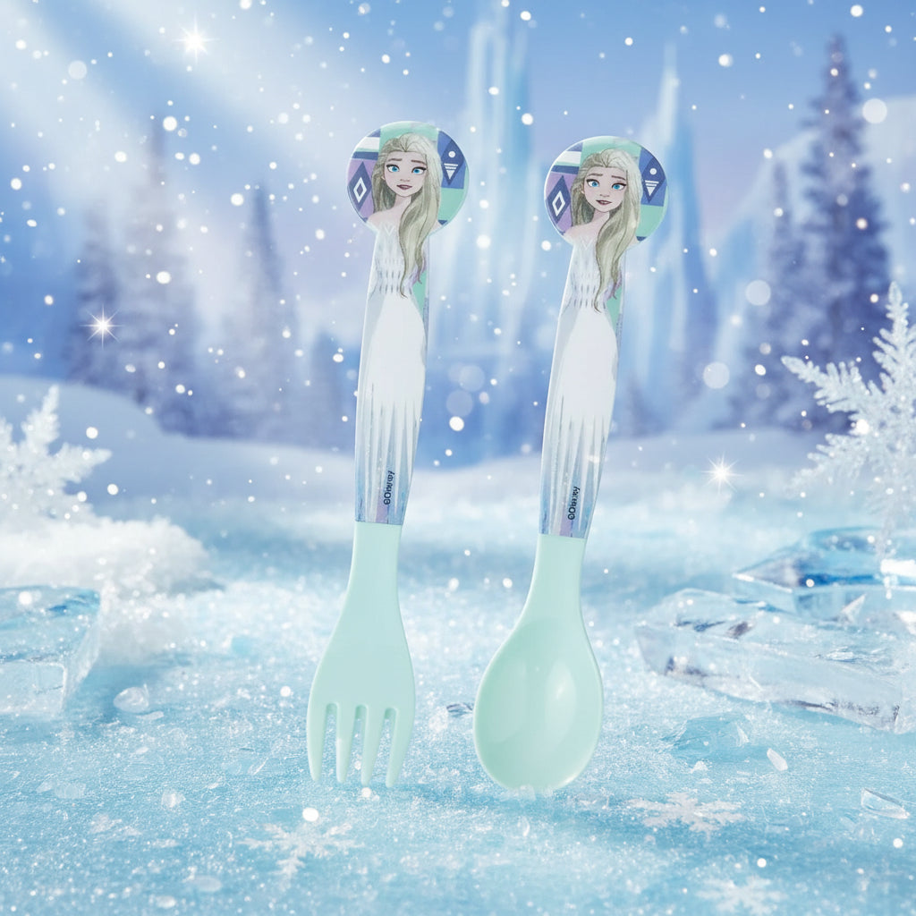 (Précommande) Ensemble de couverts en plastique Reine des neiges - 2 pièces