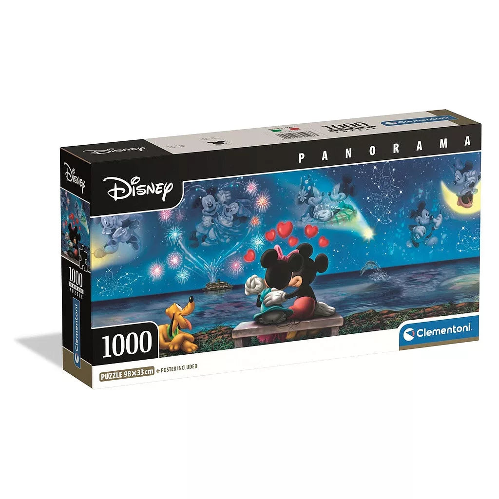 (Précommande) Puzzle compact panoramique Disney Mickey Minnie 1000 pièces + poster inclus Clementoni