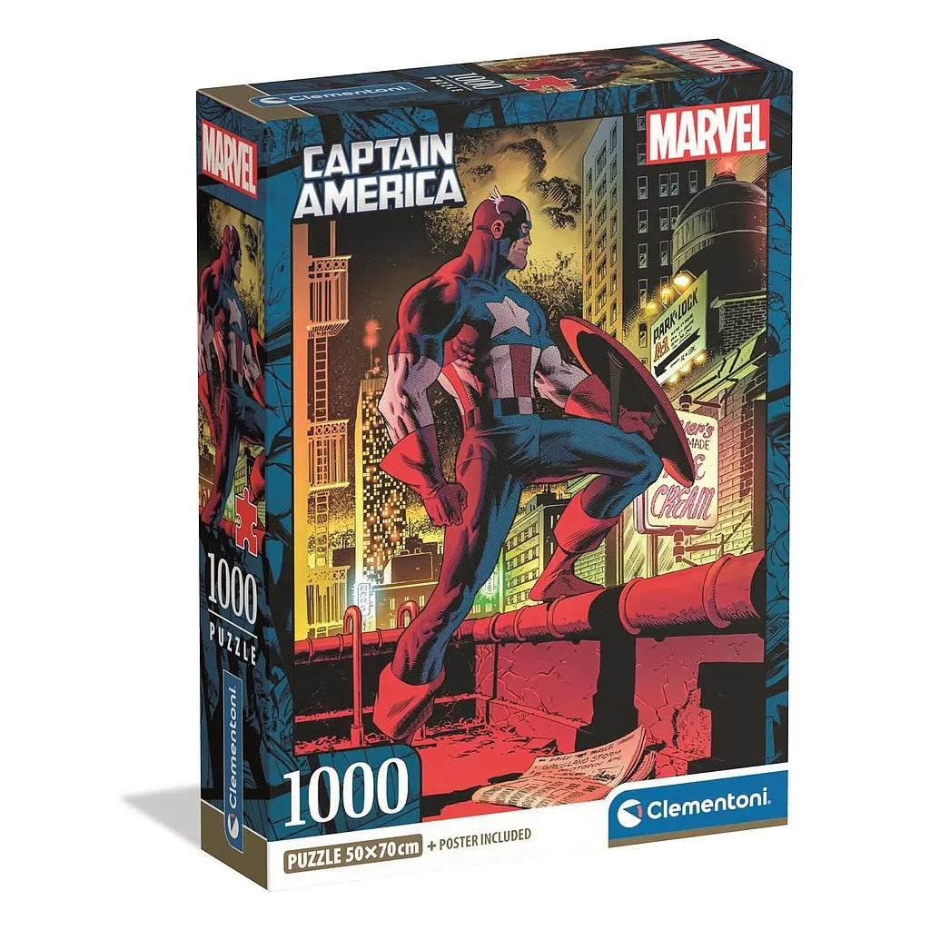 (Précommande) Puzzle compact Avengers Captain America 1000 pièces + poster inclus Clementoni