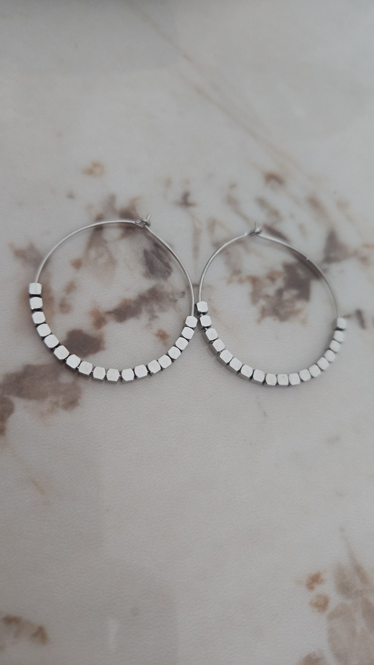 Boucles d'oreilles à carreaux Victoria Silver
