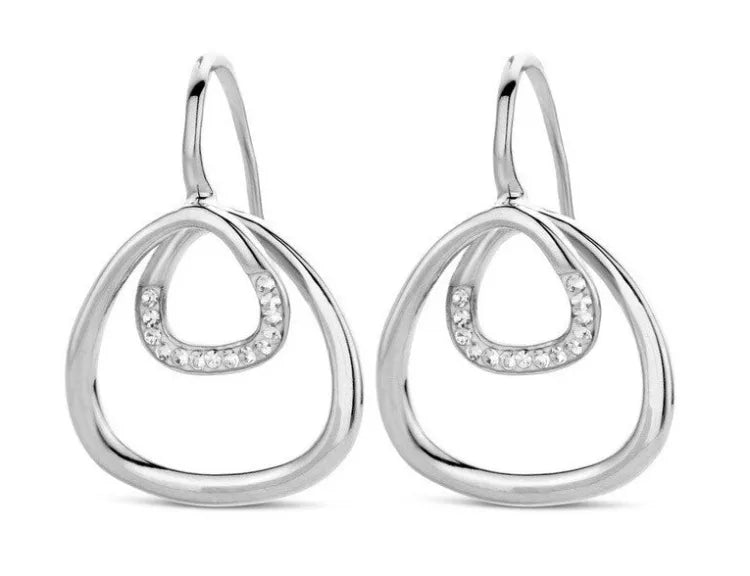 Boucles d'oreilles Victoria en pierre blanche argentée