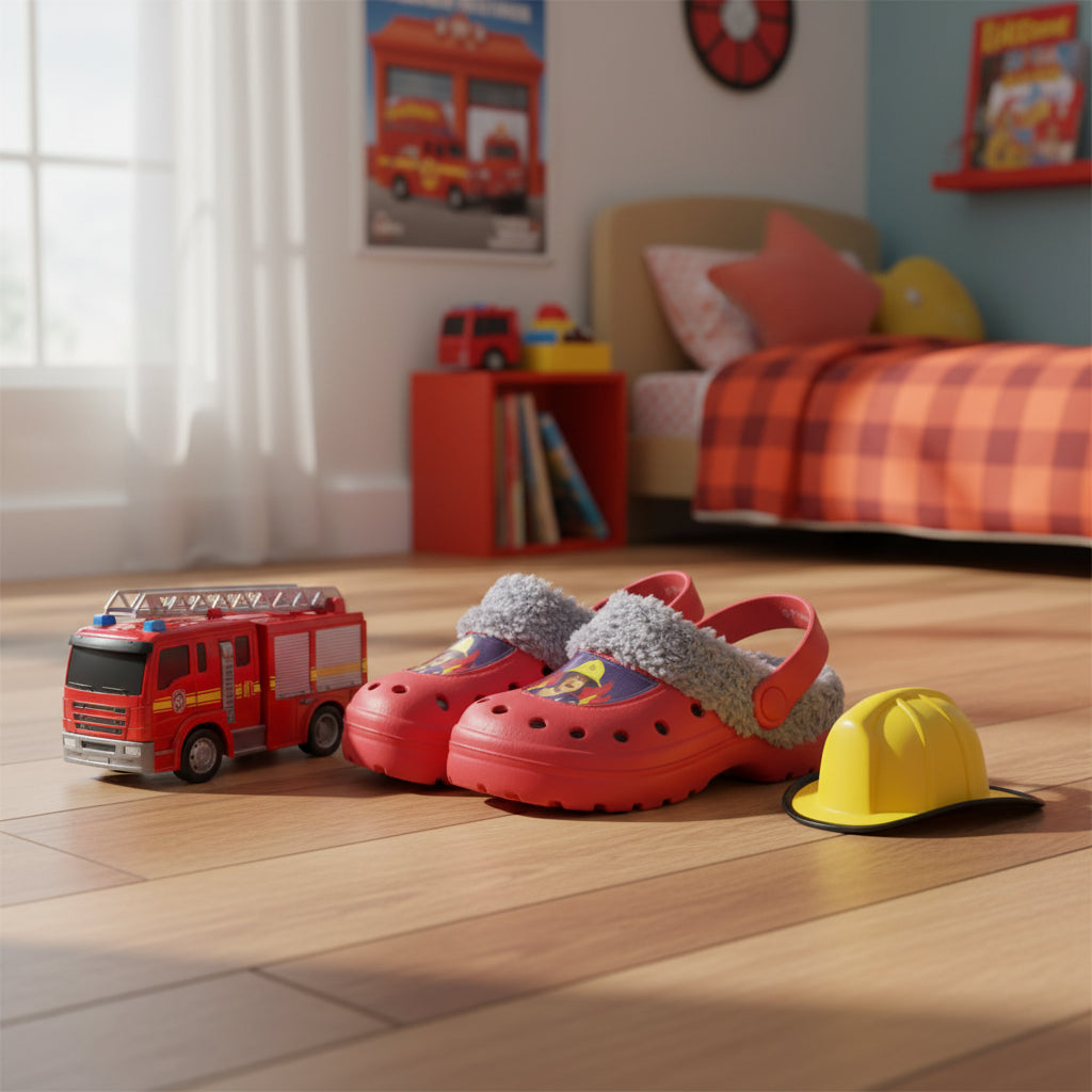 (Précommande)Chaussons sabots d'hiver pour enfants Sam le pompier