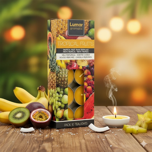 Lot de 10 bougies plates Fruits exotiques
