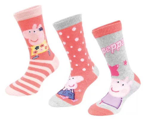 (Précommande) Lot des 3 paires de chaussettes montantes enfant Peppa Pig 23/26