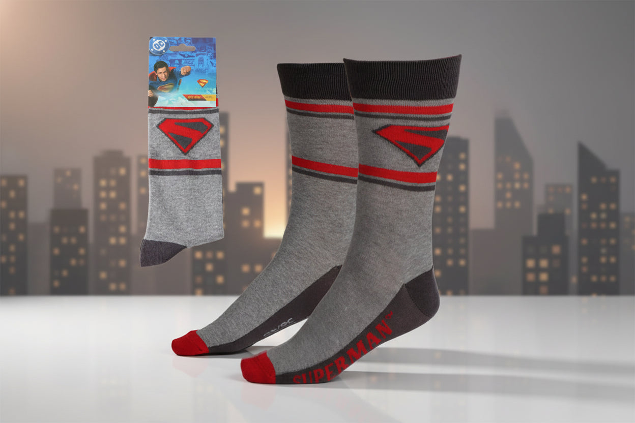 (Précommande) Chaussettes longues adultes Superman Gris Clair 38/45