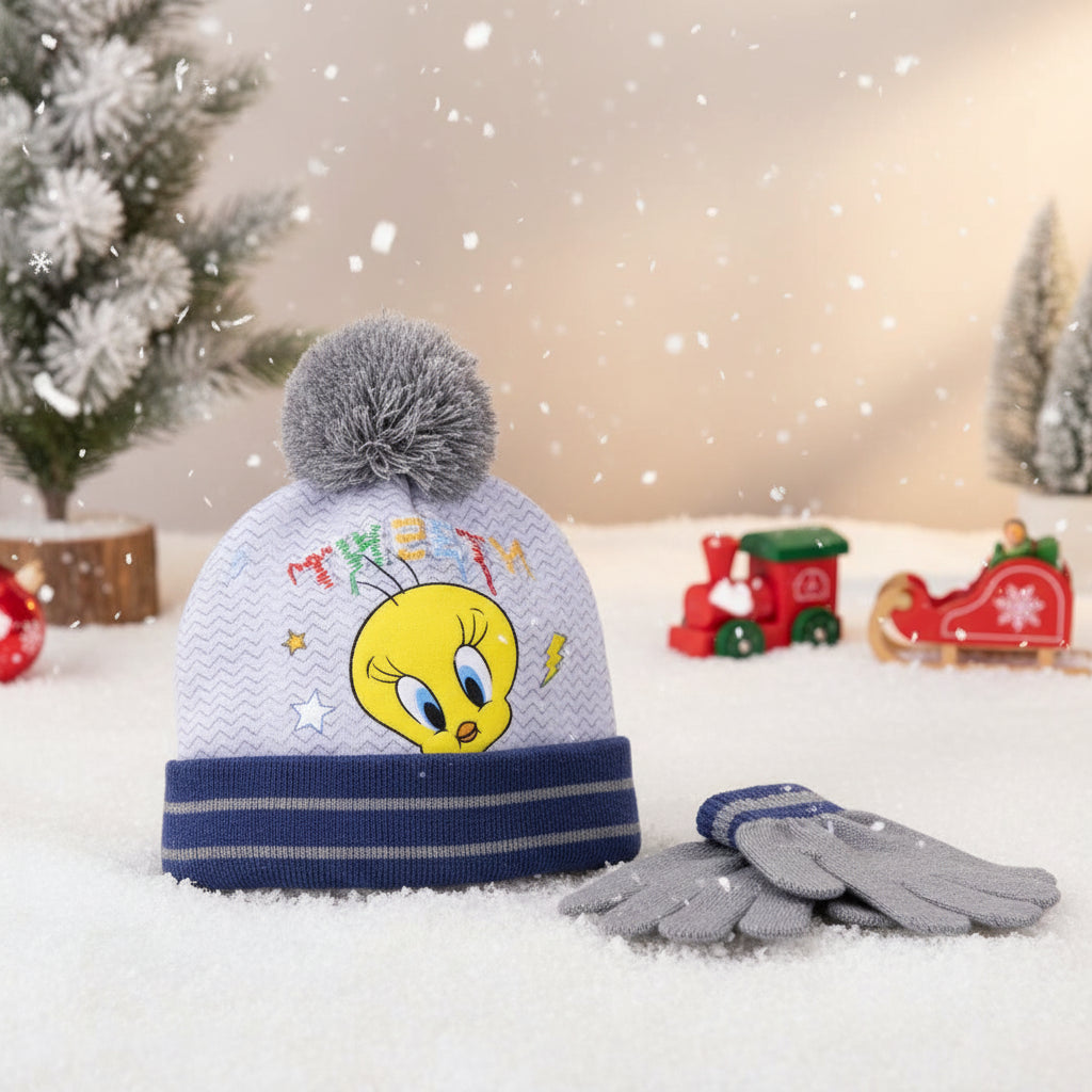 (Précommande) Ensemble bonnet et gants pour enfants Looney Tunes