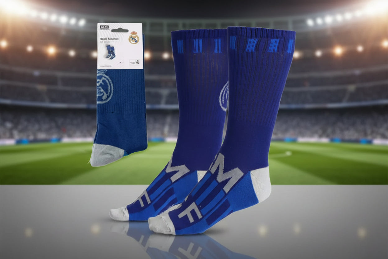(Précommande) Chaussettes longues bleues pour adultes Real Madrid 38/45