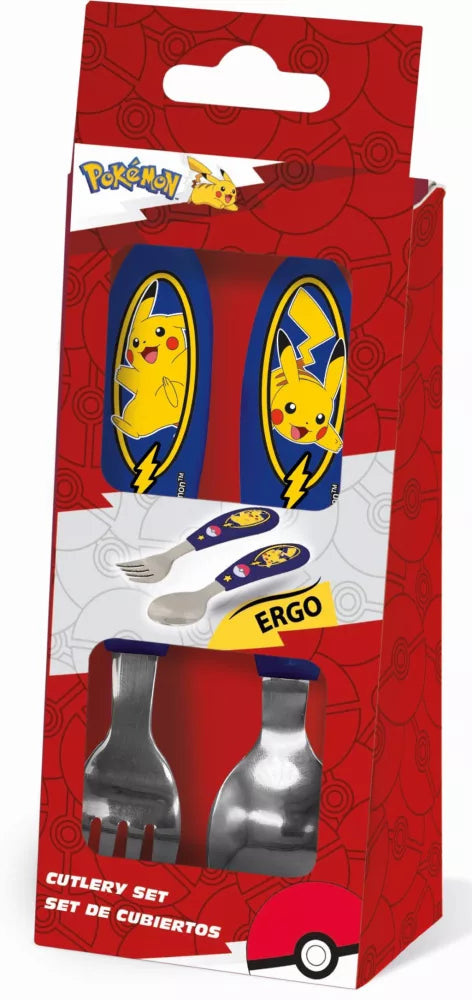 Ensemble de couverts ergonomiques en métal Pokémon - 2 pièces