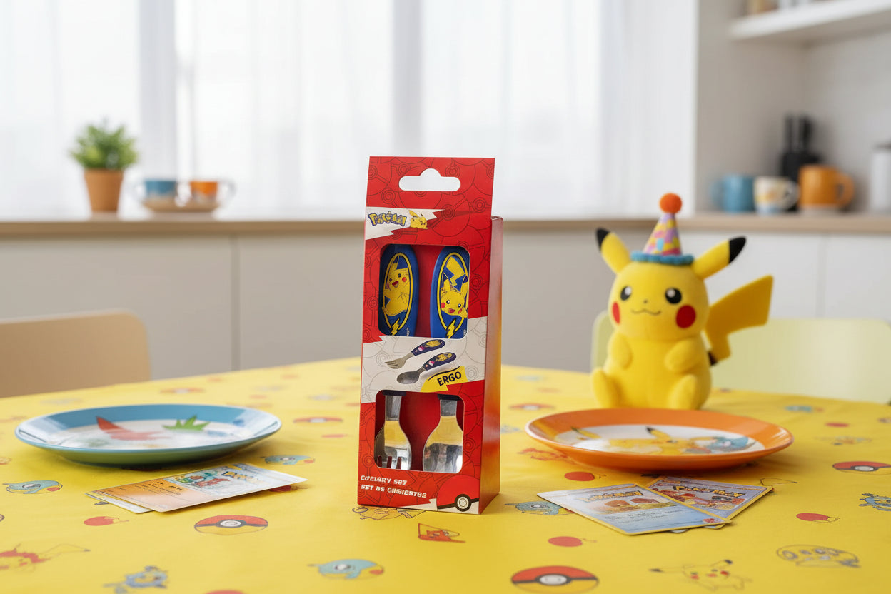 (Précommande) Ensemble de couverts ergonomiques en métal Pokémon - 2 pièces