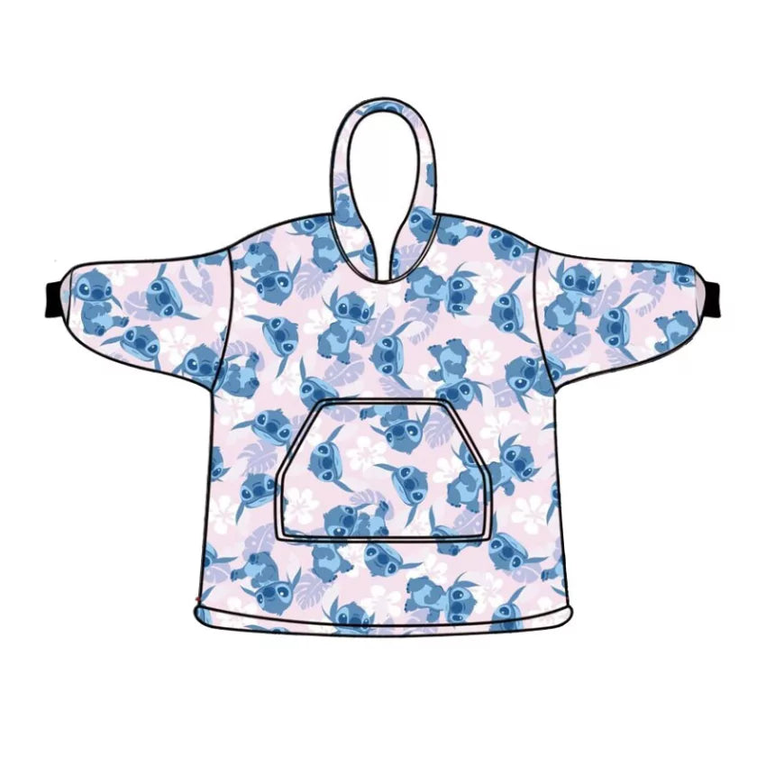 Couverture polaire en peluche Disney Lilo et Stitch, poncho 3-6 ans