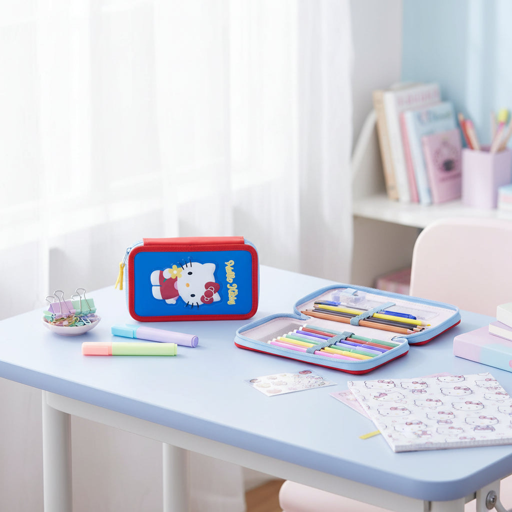 (Précommande) Trousse à crayons Hello Kitty 2 étages remplis