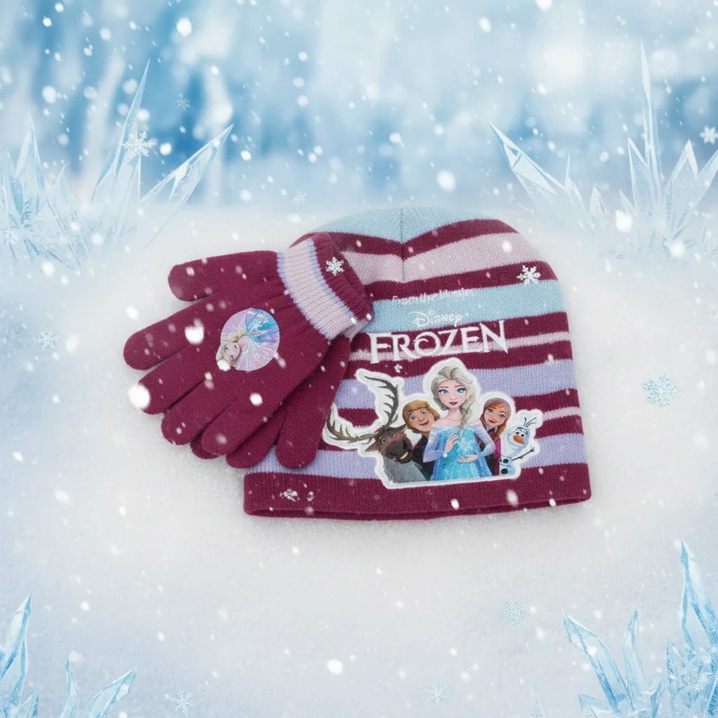 (Précommande) Ensemble bonnet et gants d'hiver pour enfants Reine des neiges