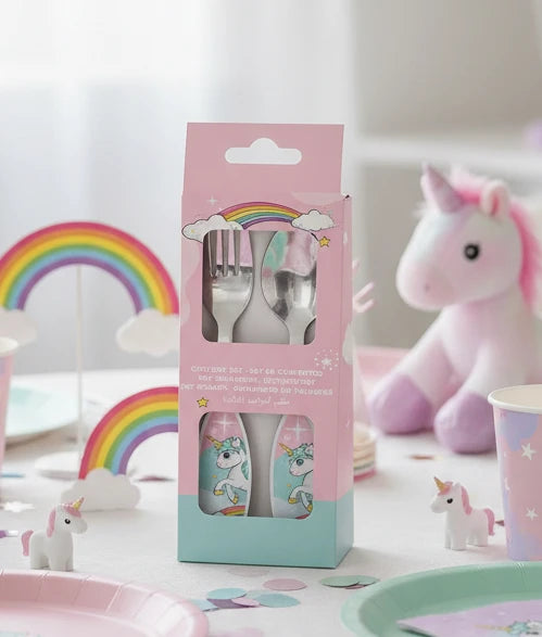 (Précommande) Ensemble de couverts en métal Licorne - 2 pièces