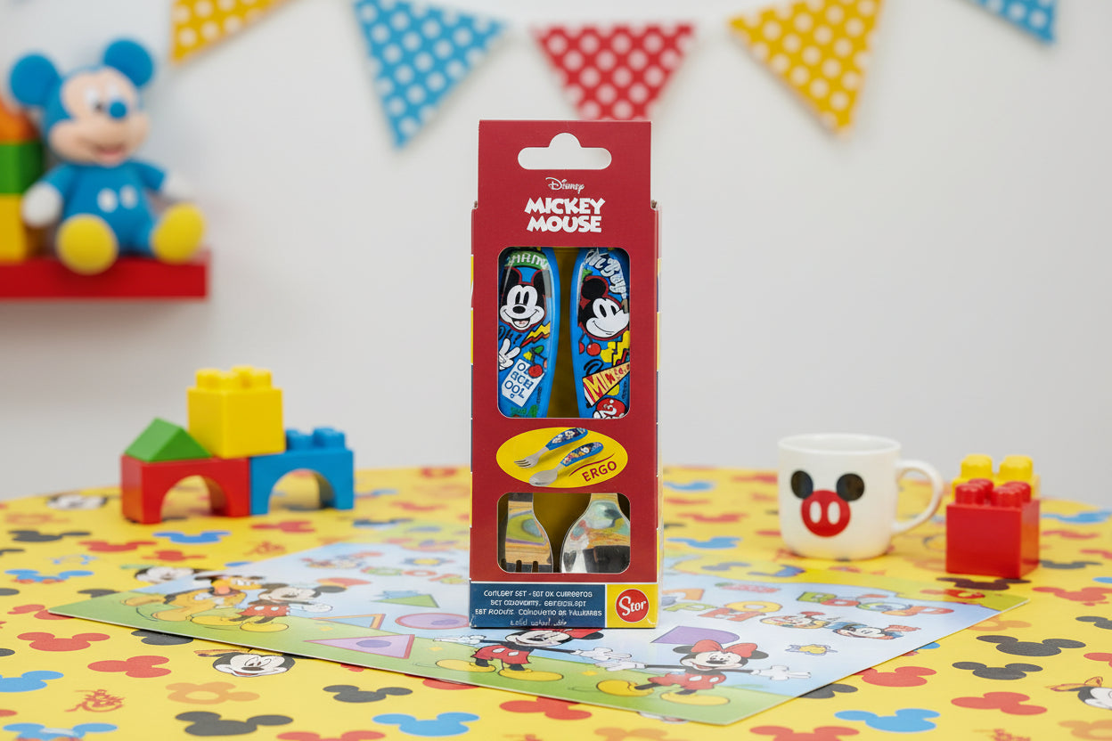 (Précommande) Ensemble de couverts ergonomiques en métal Mickey - 2 pièces