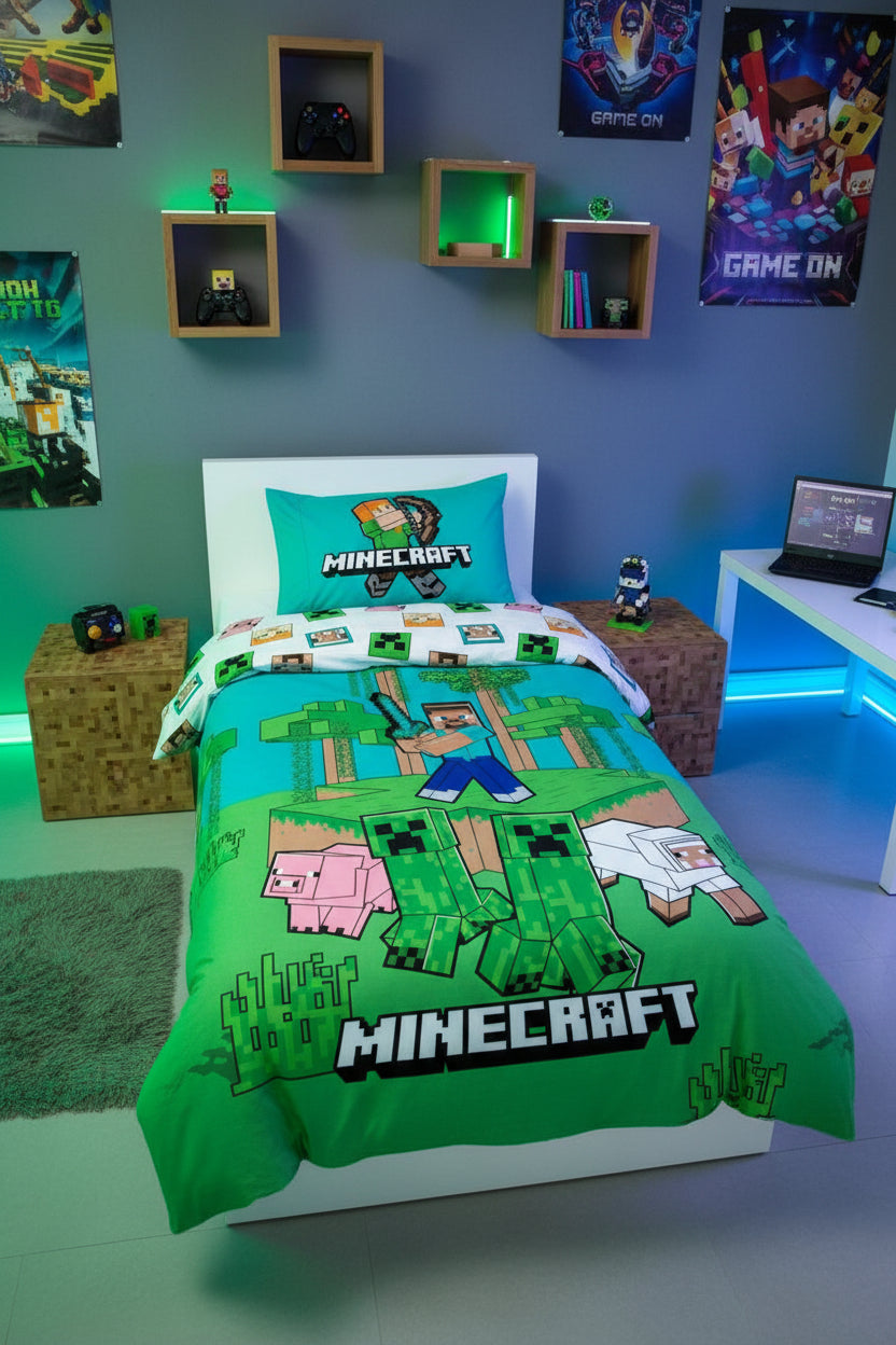 (Précommande) Parure de lit 1 personne Minecraft