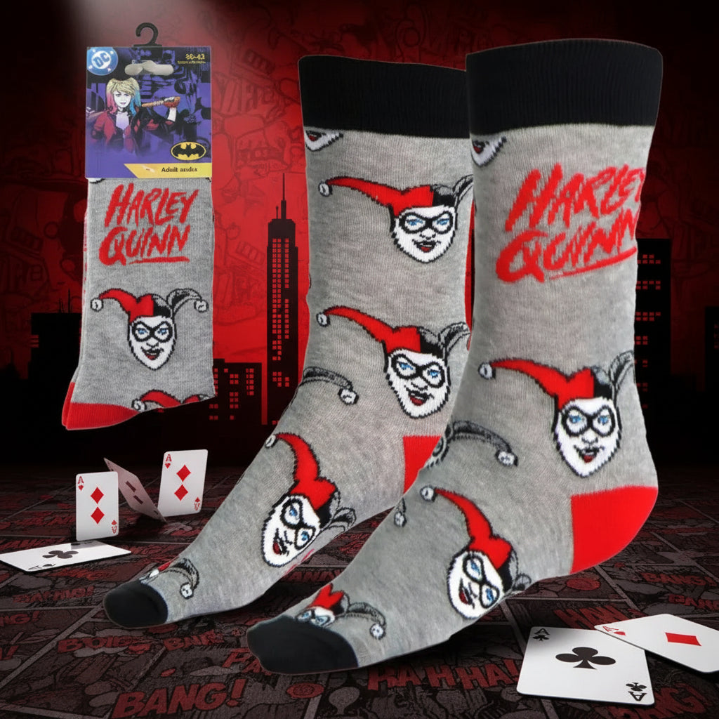 (Précommande) Chaussettes longues grises pour adultes Harley Quinn 36/43
