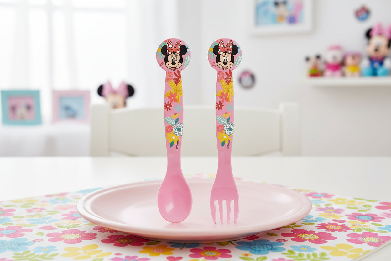 (Précommande) Ensemble de couverts en plastique Minnie - 2 pièces