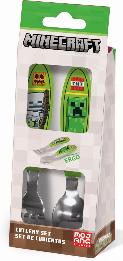Ensemble de couverts ergonomiques en métal Minecraft - 2 pièces