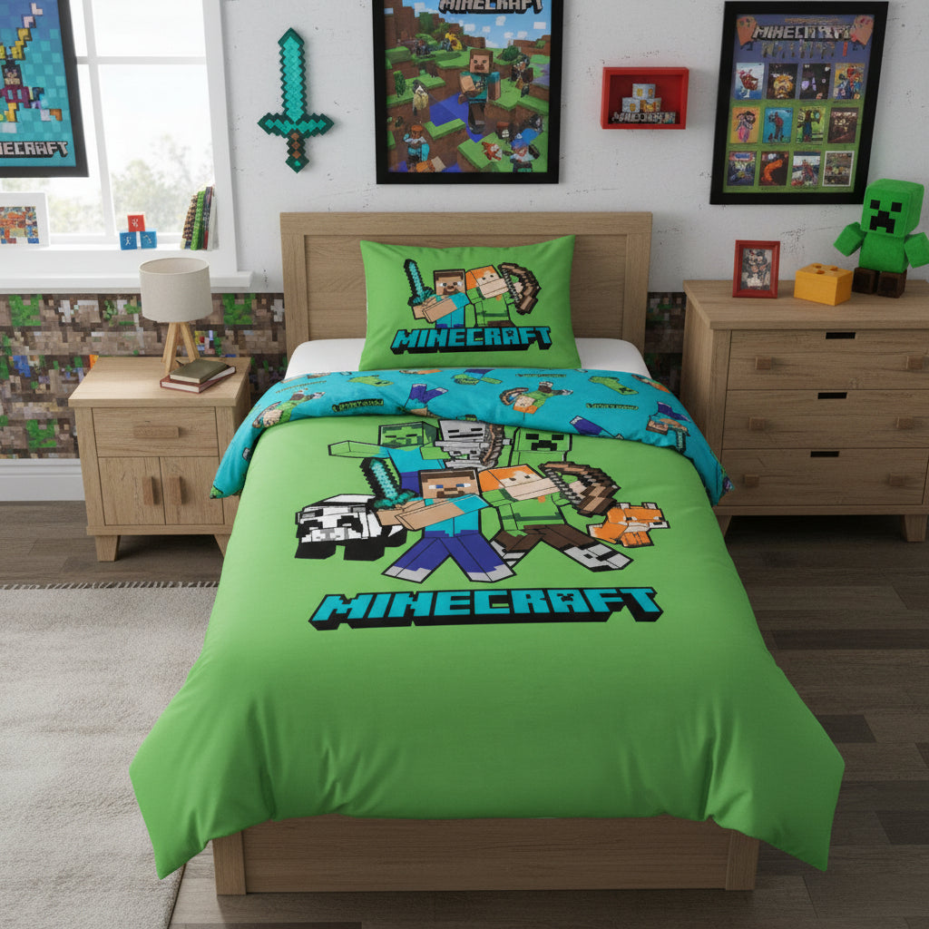 (Précommande) Parure de lit 1 personne Minecraft