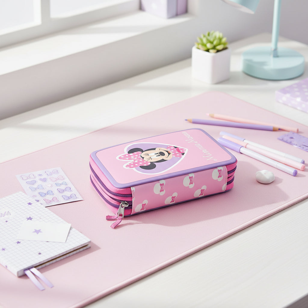 (Précommande) Trousse à crayons remplie Minnie 2 niveaux
