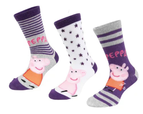 (Précommande) Lot de 3 paires de chaussettes montantes enfant Peppa Pig 23/26