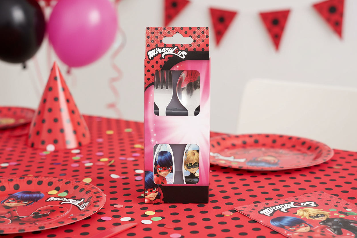(Précommande) Coffret de couverts en métal Miraculous Ladybug - 2 pièces