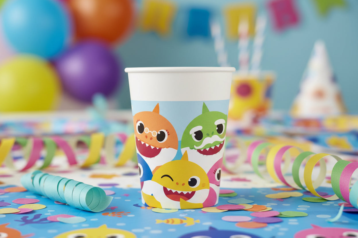 (Précommande) Lot de 8 gobelets en carton Baby Shark de 200ml