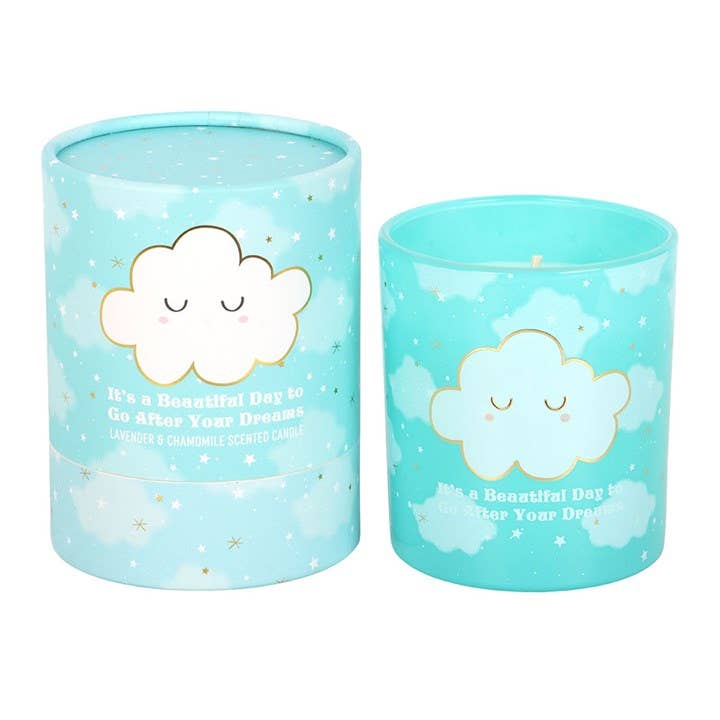 Bougie motif nuage lavande et camomille