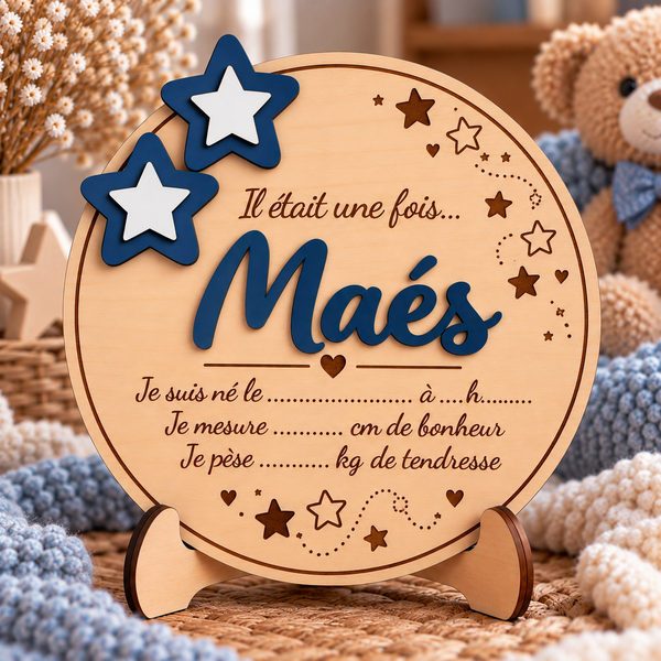 🌸 Plaque de naissance personnalisée en bois 🌸
