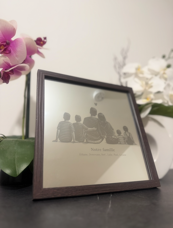 Gravure sur miroir Famille