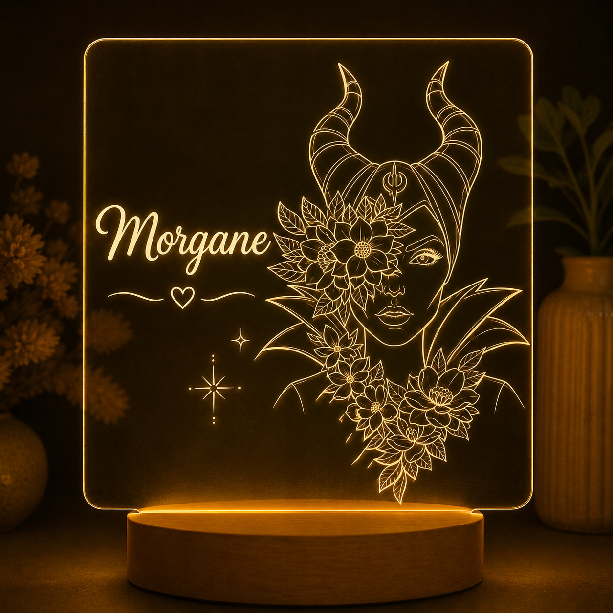 Lampe LED en acrylique – 15 x 15 cm (100% personnalisable)