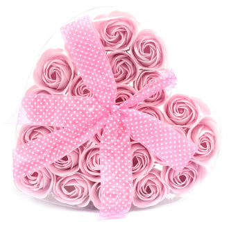 Boîte en cœur 24 roses de savons - Rose