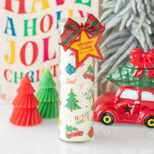 Bougie en tube parfumée au pudding de Noël imprimé nostalgique de Noël