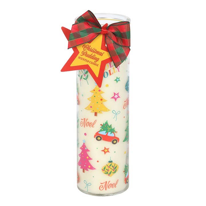 Bougie en tube parfumée au pudding de Noël imprimé nostalgique de Noël