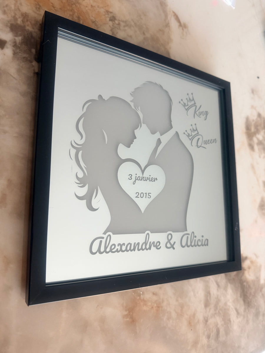 Gravure sur miroir Couple