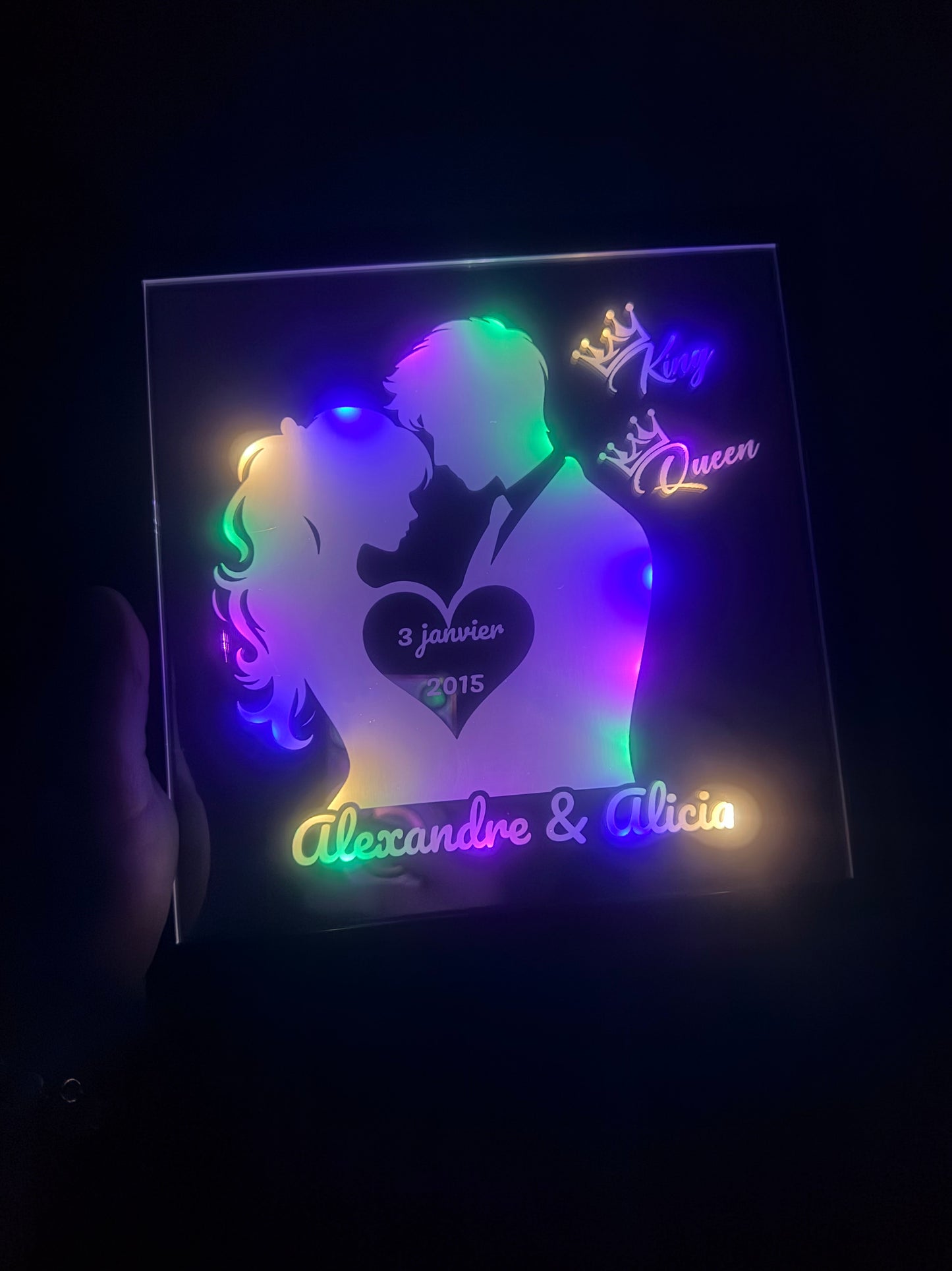 Gravure sur miroir Couple